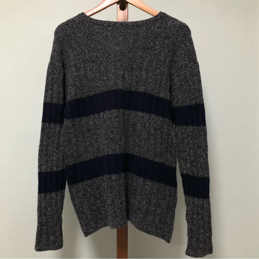 Structure Striped Chunky Knitted Wool Sweater - Picture 2 of 4